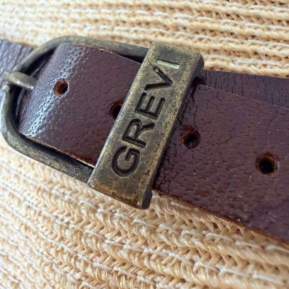 Grevi Wide Brim Sun Hat Beige Brown Leather Band Made In Italy Sz S 100% Hemp main image 11